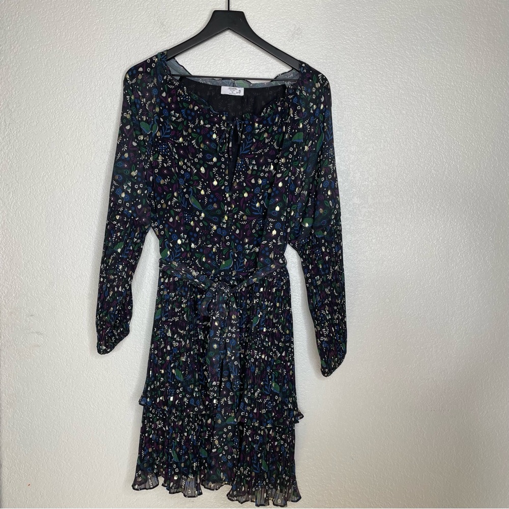 UNTUCKit Midi Paloma Black Gold Peacock Dress Size 12 - Picture 4 of 11